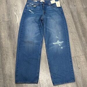 Womens Blue Distressed Jeans